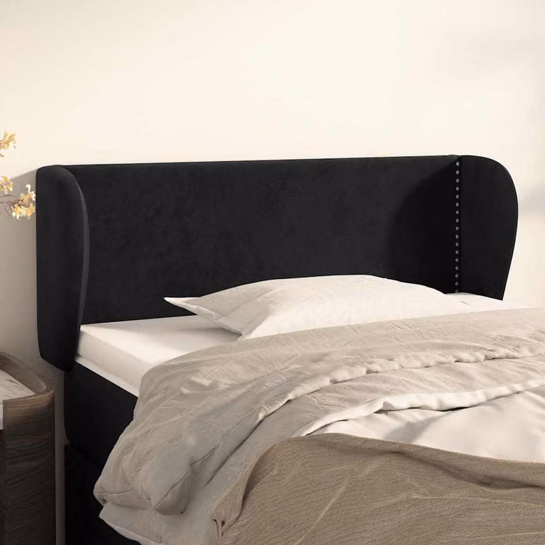 Testiera ad orecchio vidaXL in velluto nero L: 103 cm, P: 23 cm, H: 78-88 cm