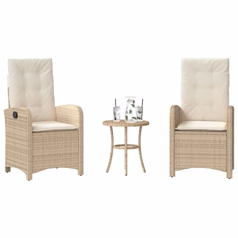 Maison Exclusive - Set da bistrot 3 pezzi con cuscini in polyrattan beige