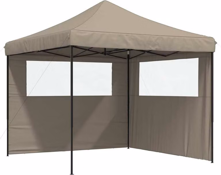Tendone per Feste Pieghevole Pop-Up con 2 Pareti Tortora