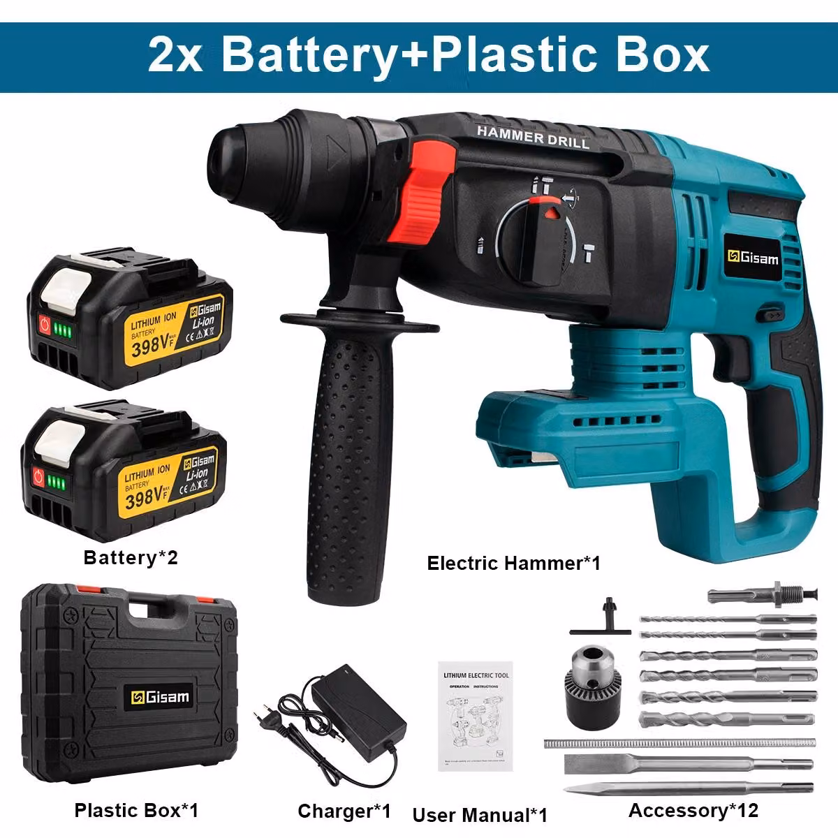 Trapano avvitatore a batteria da 26 mm - trapano a percussione senza fili - motore 18V brushless - multifunzione - set con 2 batterie