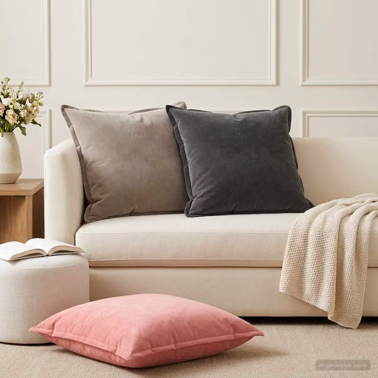 Set di 2 federe vidaXL HOUTEN in velluto grigio, L 60 cm x L 60 cm