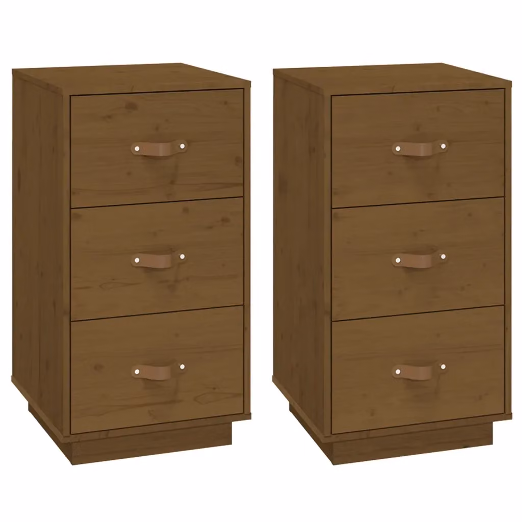 Set di 2 comodini Ambra Design Mania in legno massello di pino marrone, L/P/H: 40 x 40 x 75 cm – 2