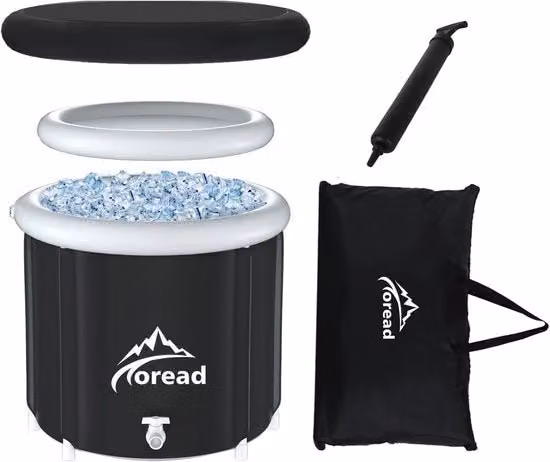 Bagno portatile pieghevole per ghiaccio - XL 85 cm per terapia con ghiaccio e rigenerazione muscolare - Inclusa borsa portatile
