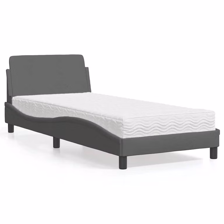 Letto con Materasso Dover vidaXL in Tessuto Grigio Scuro 90x200 cm