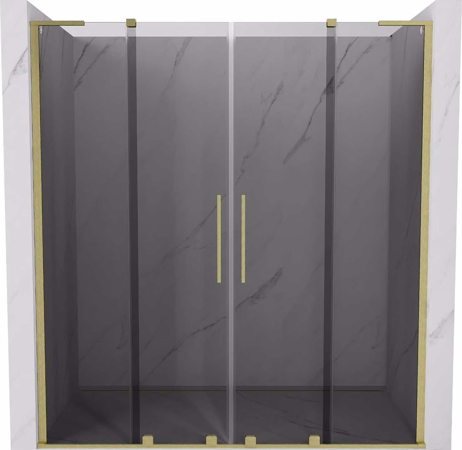 Mexen Velar L Duo porte doccia scorrevoli 200 cm, grafite, oro spazzolato - 871-200-003-42-55