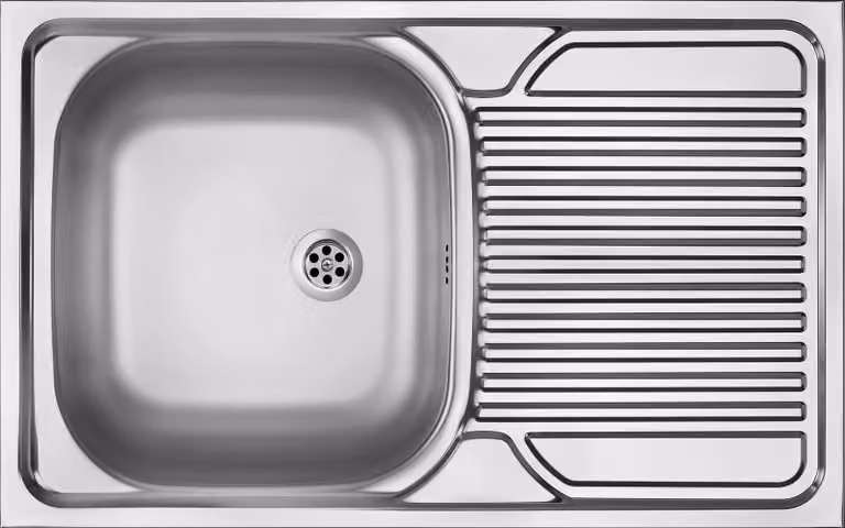 1-bowl steel sink with drainer - overlay