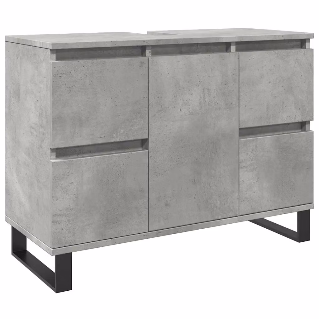Armadietto da bagno sospeso vidaXL in stile industrial in legno e metallo grigio L: 80 cm, P: 33 cm, H: 60 cm – 2