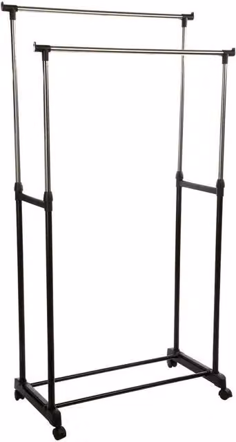 Stender Portabiti con Ruote Five Simply Smart in Metallo Nero L: 84 cm, P: 42 cm, H: 96,5-170 cm