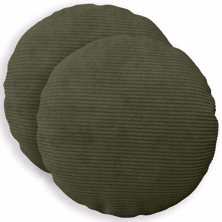Set di 2 federe rotonde vidaXL HEERLEN in velluto a coste verde, Ø 40 cm