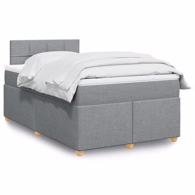 Letto Ibrido vidaXL con Giroletto a Molle e Materasso in Tessuto Grigio e Bianco L/P: 120 x 200 cm