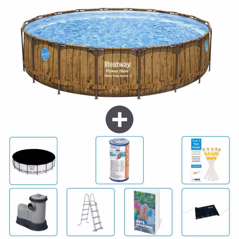 Bestway Power Steel, piscina rotonda - 549x122 cm - composta da 6 parti, modello S619