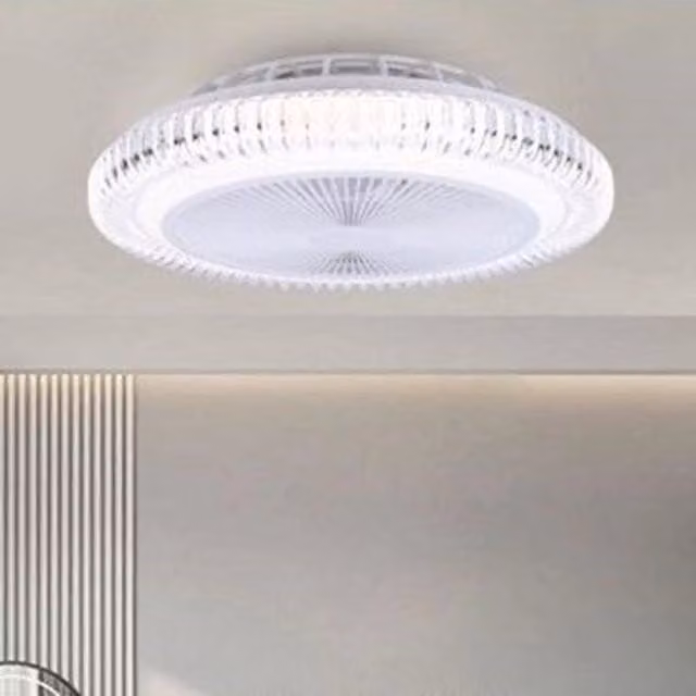 Trade Shop Traesio Lampadario con Ventilatore da Soffitto LED Bianco con Telecomando e Luce Regolabile 3000-6500K