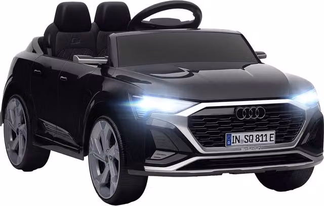 Auto elettrica per bambini AIYAPLAY Audi Q8 etron Sportback 12V con telecomando, fari e musica, Nero