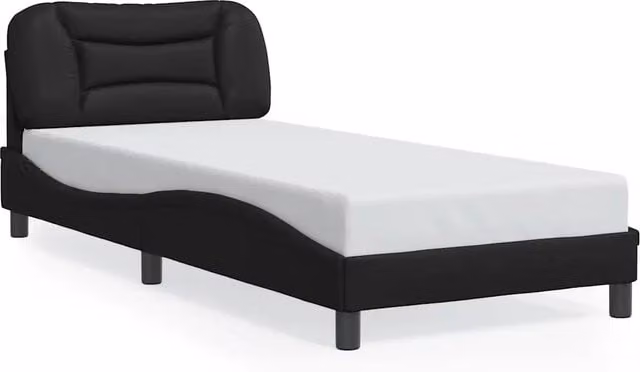 Letto singolo Hvar nero in similpelle con struttura in legno e metallo L/P/H: 200 x 80 x 74,5 cm – 1