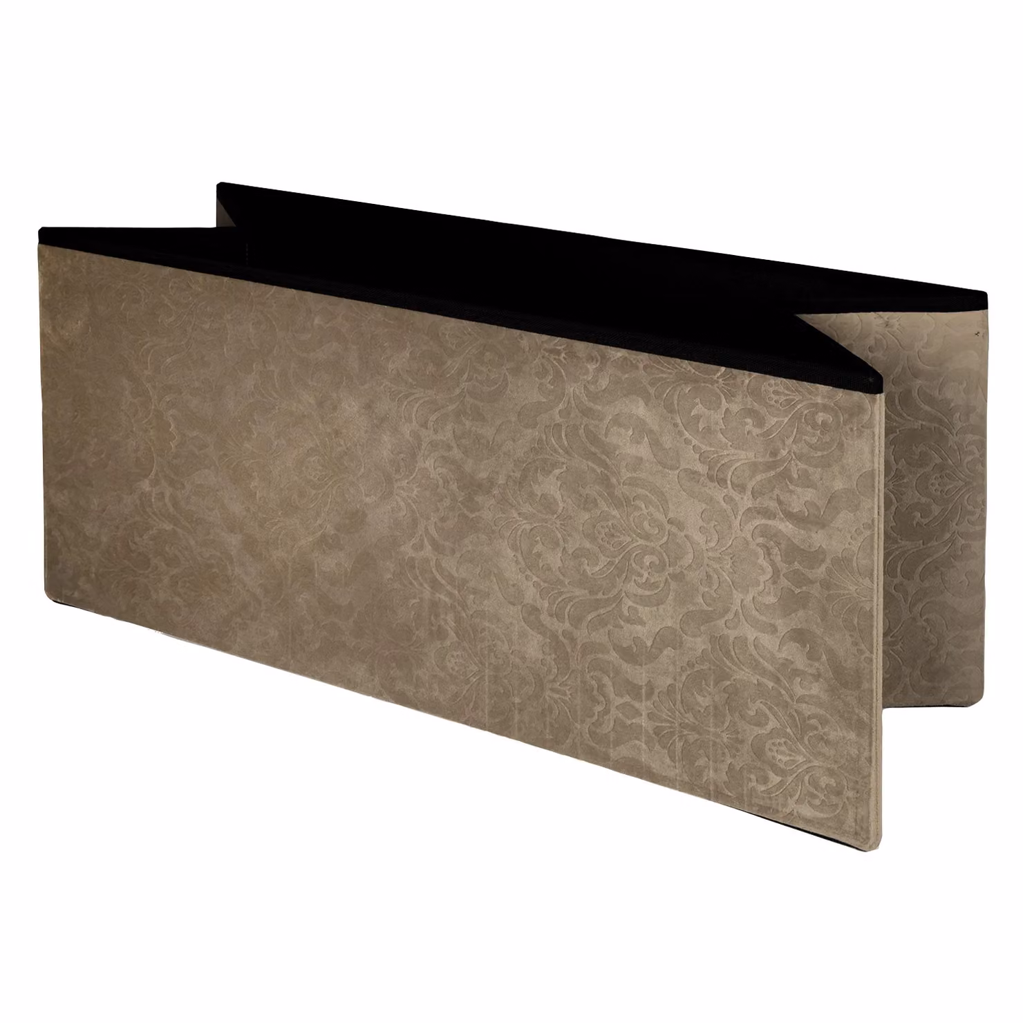 Vestiamo Casa - Pouf Contenitore in Velluto Damascato Beige - H 38 x L 76 x P 38 cm