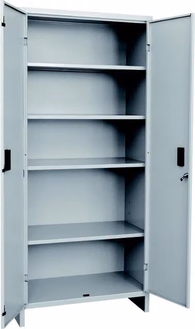 Armadio in metallo EACOMMERCE con ante a battente e 4 ripiani interni, Grigio RAL 7035, L: 100 cm, P: 40 cm, H: 180 cm