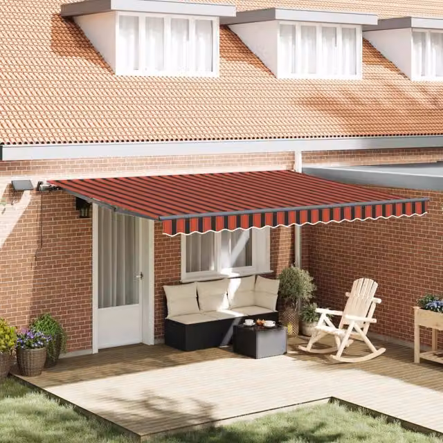 Tenda retrattile arancione e marrone 450 × 350 cm 3331086