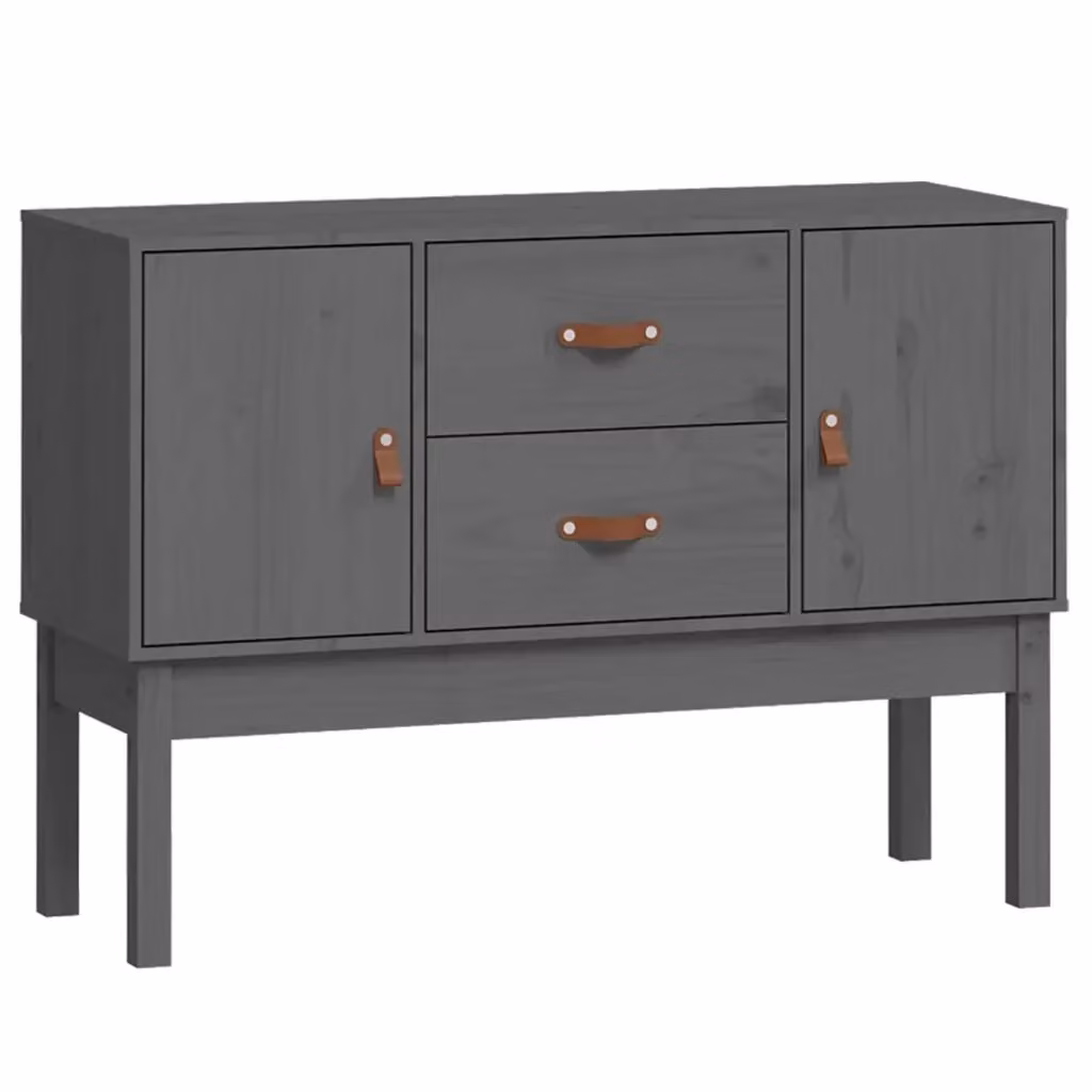 Credenza classica vidaXL in legno massello di pino grigio L/P/H: 110 x 40 x 78 cm – 2