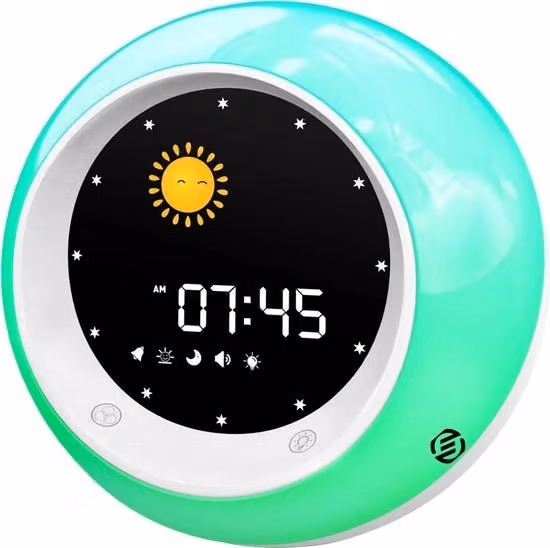 Sveglia Digitale per Bambini con Lampada Notturna e Timer, Design Moderno Round in Plastica Bianca e Multicolore
