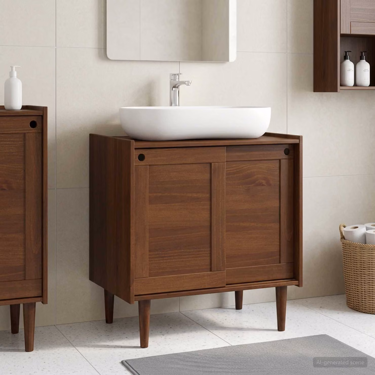 Armadio sottolavello vidaXL BILBAO moderno in legno color marrone con ripiani interni L: 75 cm, P: 50 cm, H: 80 cm