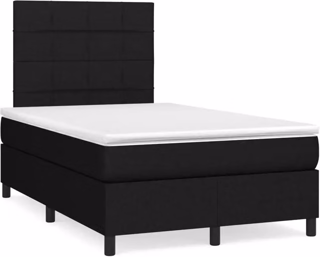 Letto Ibrido vidaXL con Giroletto a Molle e Materasso in Tessuto Nero e Bianco L/P/H: 200 x 120 x 193 cm