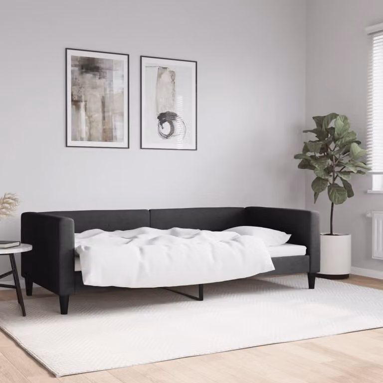 Letto da giorno vidaXL in tessuto nero per camera da letto o soggiorno L/P: 200 x 90 cm