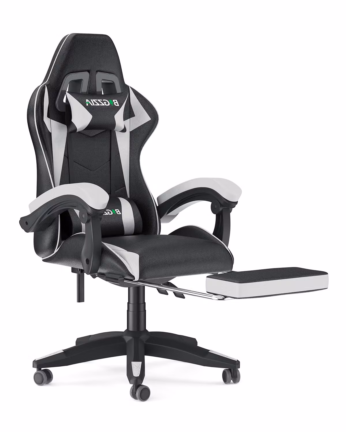 Sedia da gioco con poggiapiedi - sedia da gioco ergonomica - con cuscino lombare + poggiatesta - sedia da gioco - regolabile in altezza - bianco