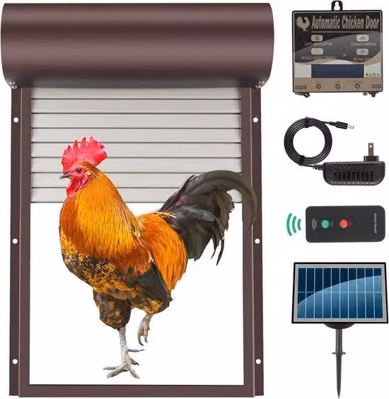 Serratura automatica - Alimentazione a energia solare, programmabile, in metallo, con sensore di luce, timer e telecomando - Marrone
