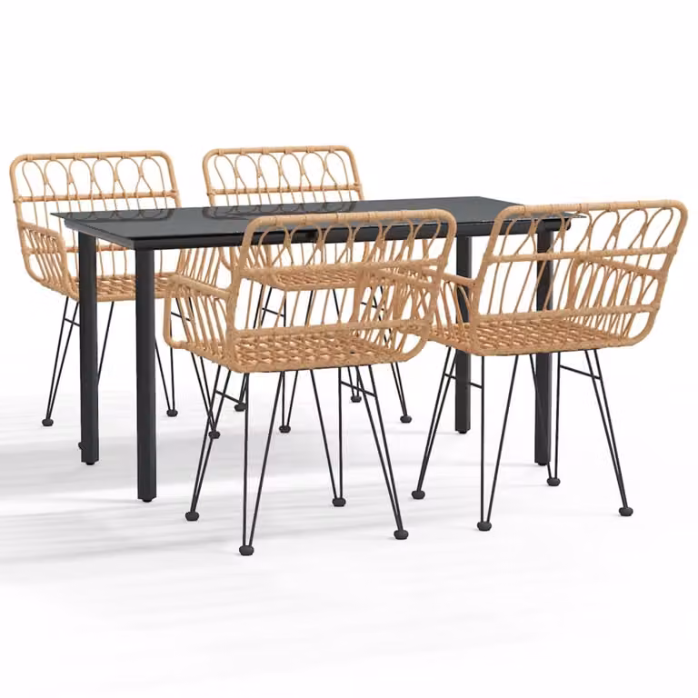 Set da Pranzo da Giardino 5 pz in Polyrattan
