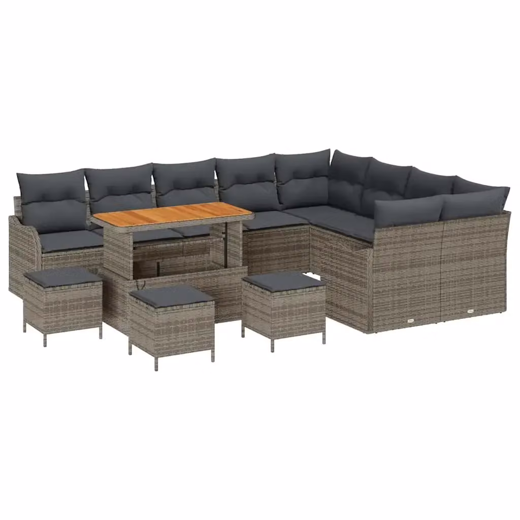 Set Divano da Giardino vidaXL 13 Pezzi a Forma di U con Cuscini Grigio – 2