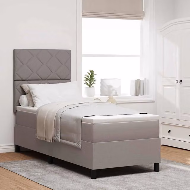 Letto a molle con testiera Talpa vidaXL in tessuto beige o grigio L/P/H: 203 x 80 x 128 cm