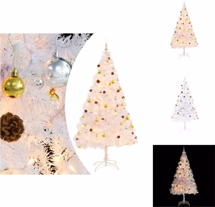 vidaXL Albero di Natale artificiale con luci e decorazioni bianco 210 cm - Alberi di Natale