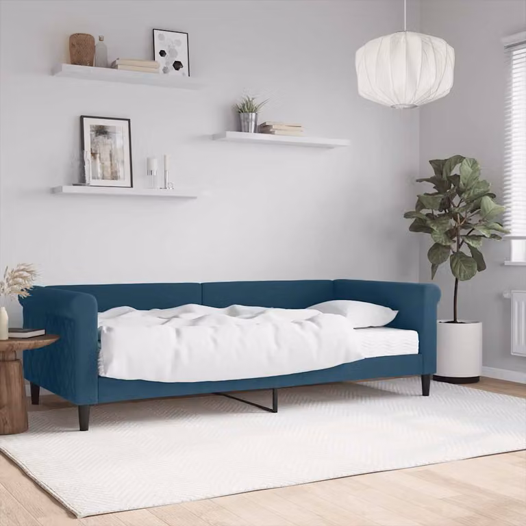 vidaXL Divano Letto in Velluto Blu con Materasso L/P/H: 229 x 90 x 68 cm