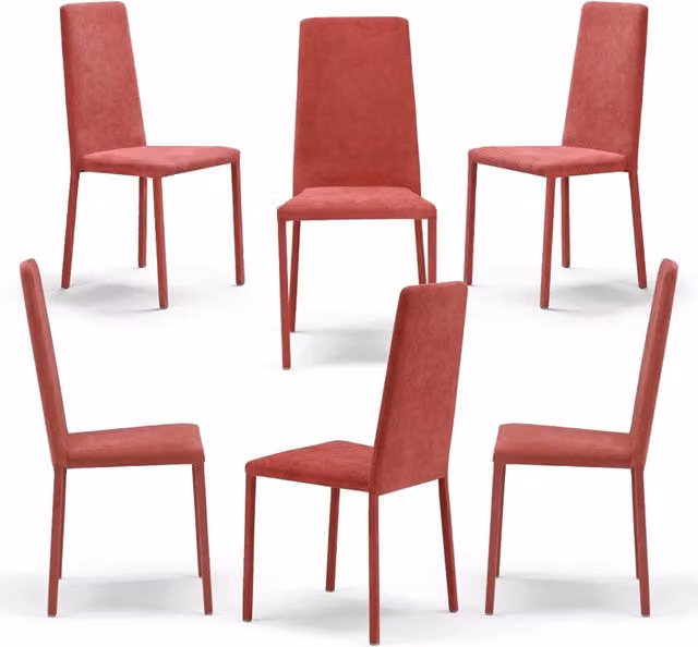 Set 6 sedie imbottite 100% MADE IN ITALY BETTY PLUS per sala da pranzo, cucina, soggiorno, design moderno, struttura robusta in metallo rivestita, schienale e seduta rivestiti in velluto colore Rosso