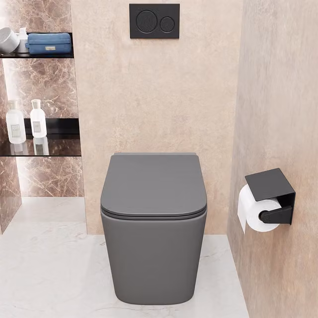 Vaso filomuro rimless in ceramica grigio opaco con sedile soft-close | Londra
