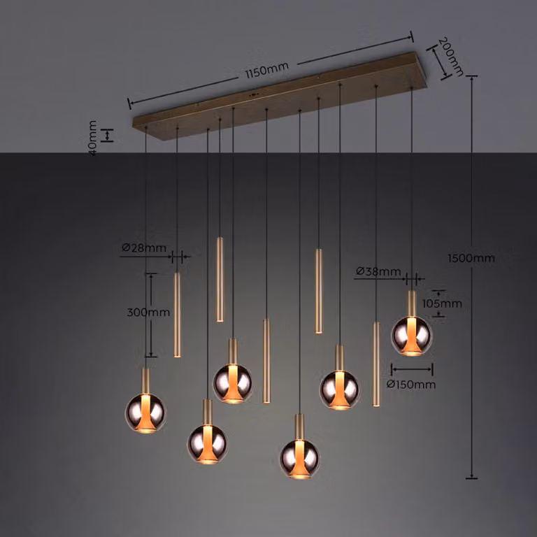 Trio Lighting Lampada a sospensione Melaro, dimmerabile, Alluminio / Grigio / Zincato, Soggiorno / Sala da pranzo, Metallo, Lampada a sospensione