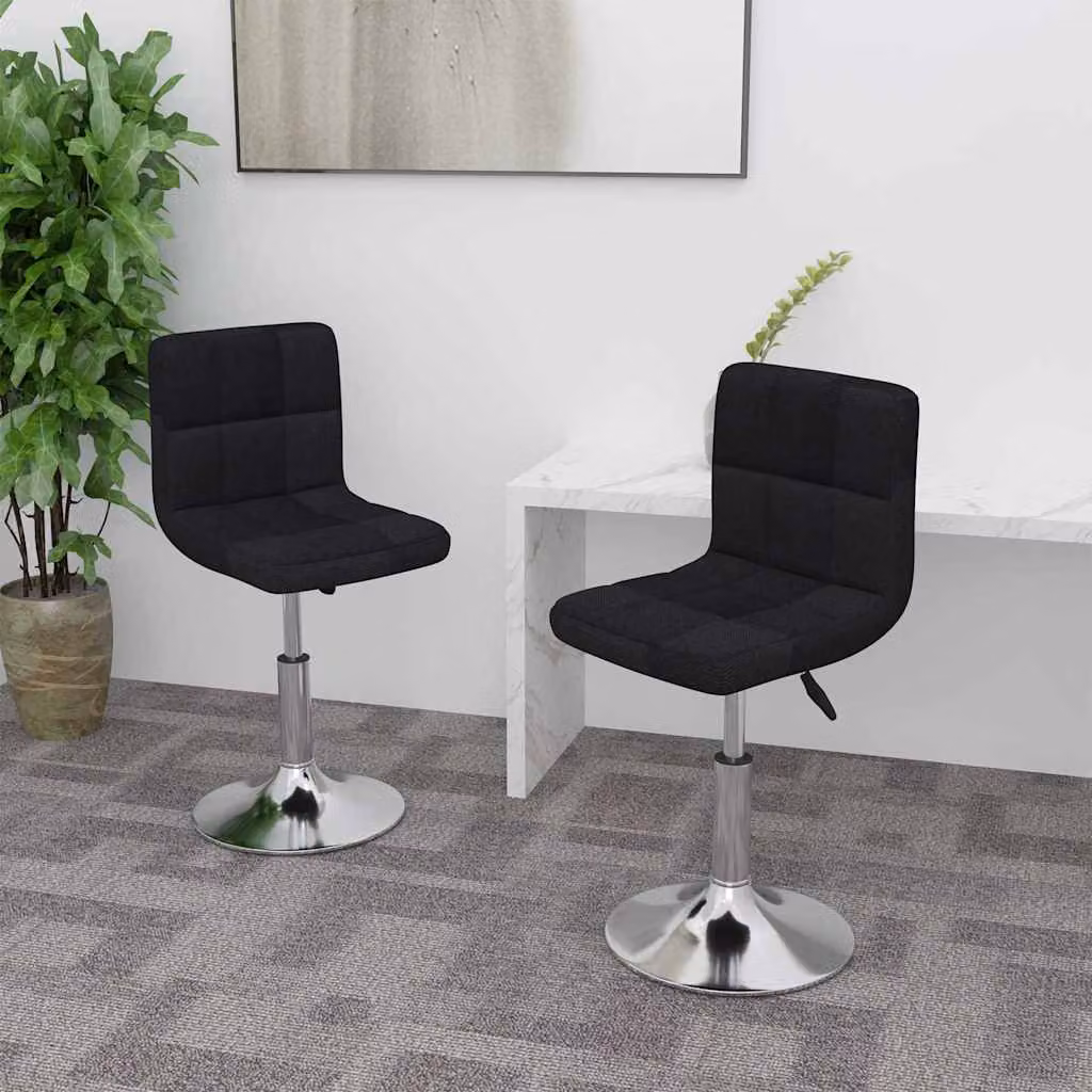 Set di 2 sedie da pranzo girevoli vidaXL in tessuto nero con base moderna