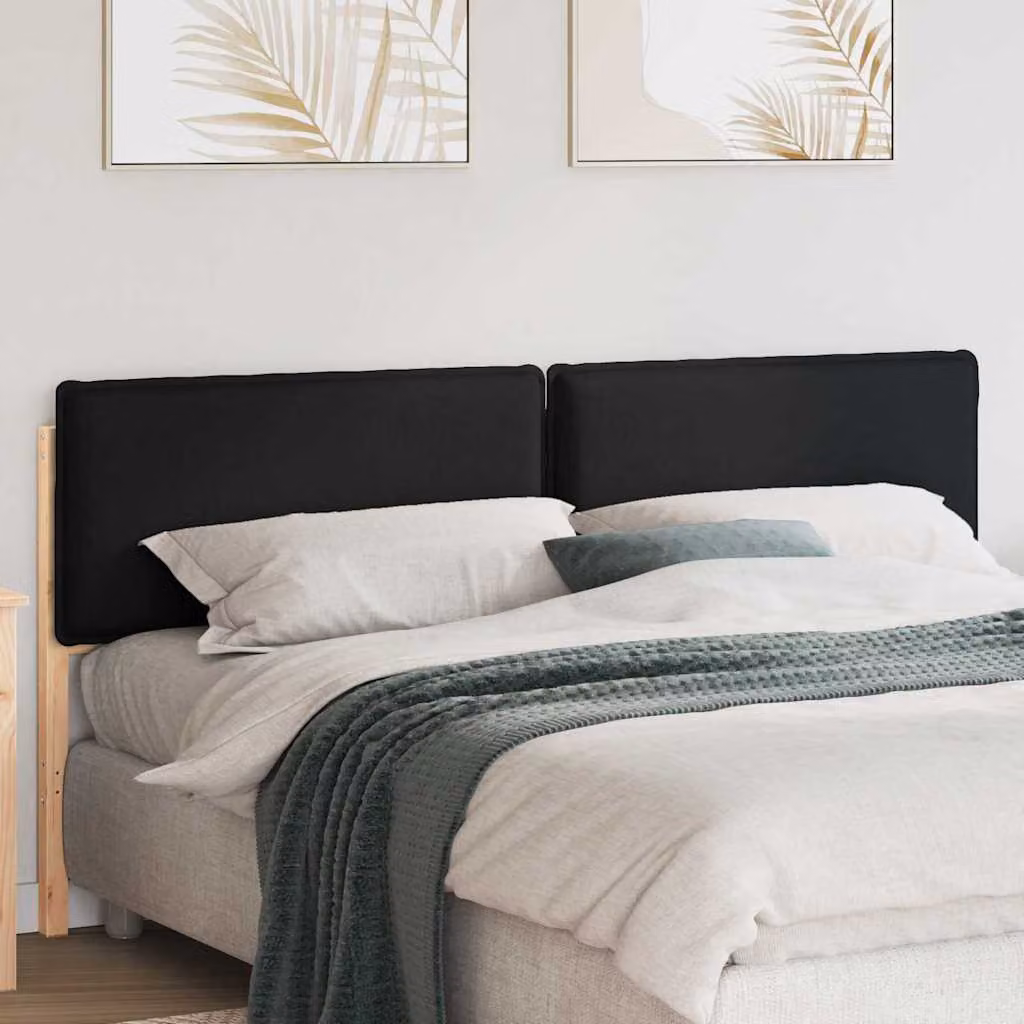 Testiera imbottita moderna vidaXL in pino massello, colori naturale e nero, larghezza: 185,5 cm