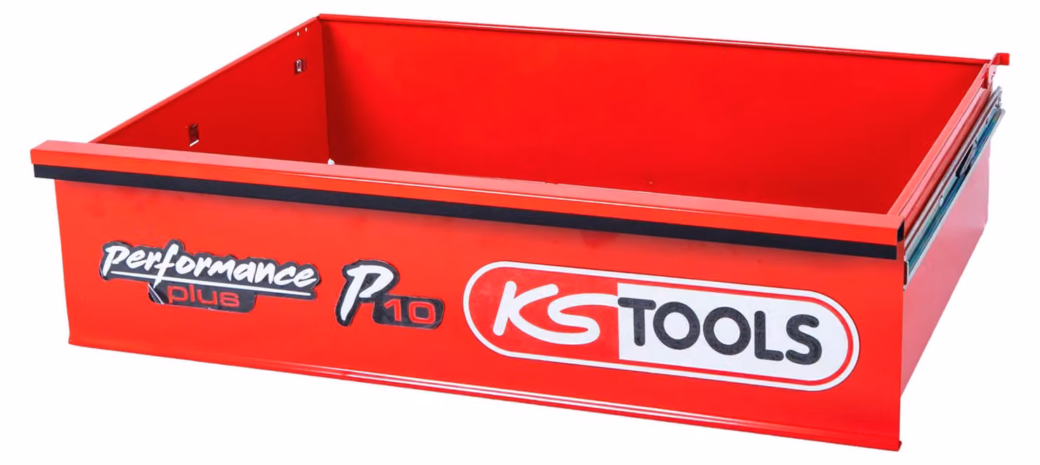 Cassetto con logo e guida a sfere per carrello da officina P10, 568x398x145 mm