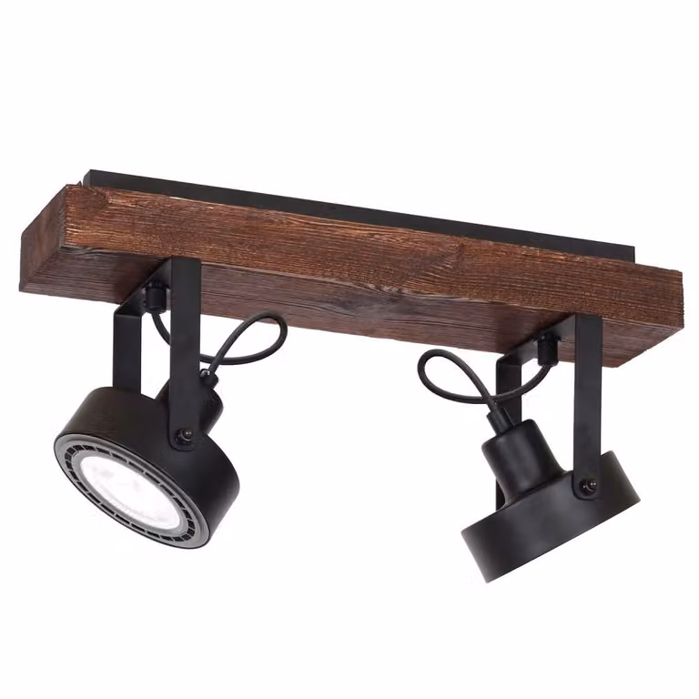 Lampada a sospensione Viva in legno nero opaco e legno scuro, 2xES11 15W, legno, dimensioni: 25x45x13 cm, IP20, Luminex