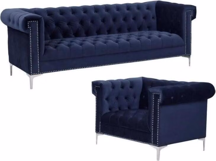 Blaue chesterfield sofagarnitur couch royal blau couchen sofa set garnituren