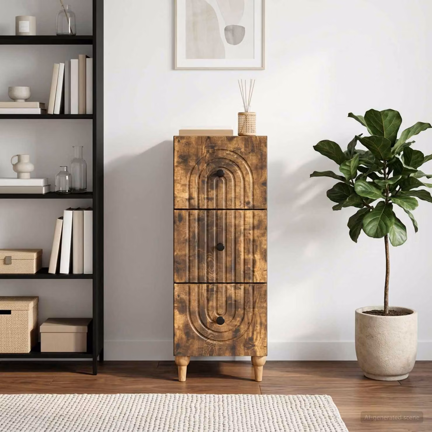 Carrello mobile con cassetti vidaXL in legno e metallo marrone L 33 cm, P 34,5 cm, H 90 cm