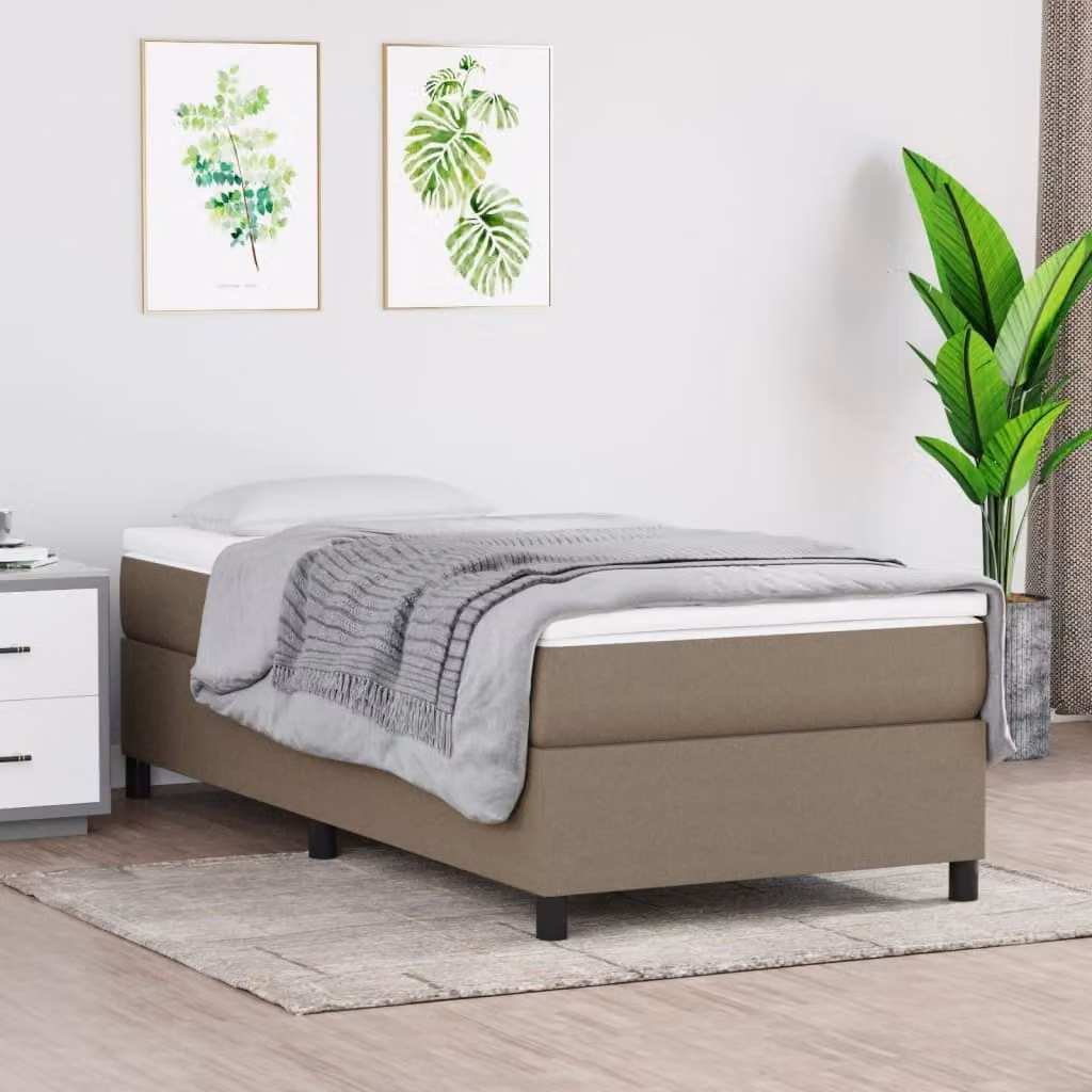 The Living Store Letto a molle con materasso Taupe 80x200 cm in tessuto