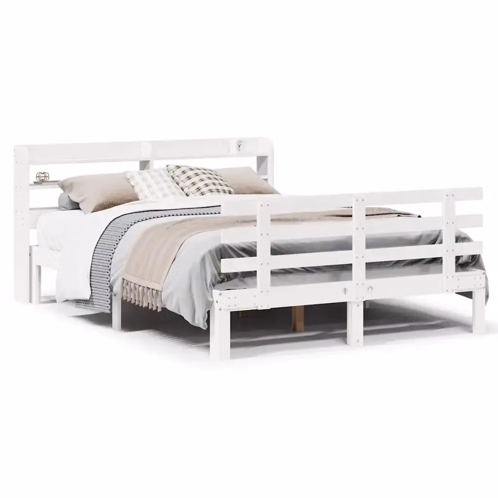 Letto con testiera in legno di pino bianco vidaXL L/P: 140 x 190 cm – 2