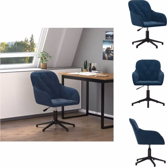 vidaXL Sedia da ufficio girevole in velluto blu - Sedie da ufficio