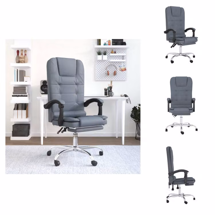 vidaXL Sedia da ufficio con funzione massaggio in velluto grigio scuro - Sedie da ufficio
