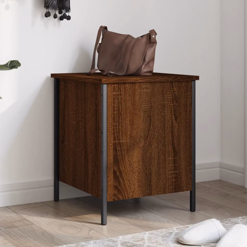 Panca portaoggetti vidaXL in legno e metallo color rovere marrone, L 40 cm x P 42,5 cm x H 50 cm
