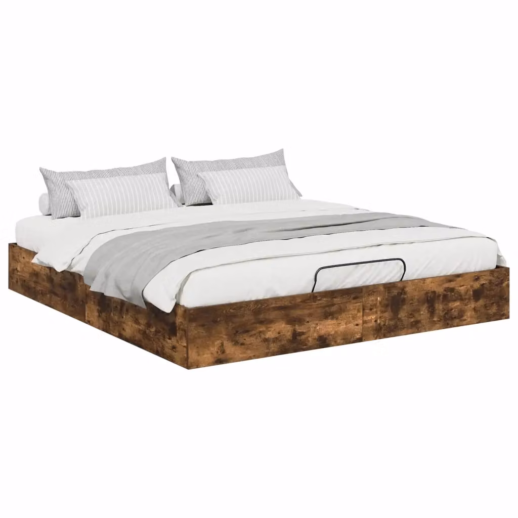 Letto ottomano vidaXL in legno ingegnerizzato Rovere Fumo marrone con base a sollevamento L: 160 cm, P: 200 cm, H: 240 cm – 2
