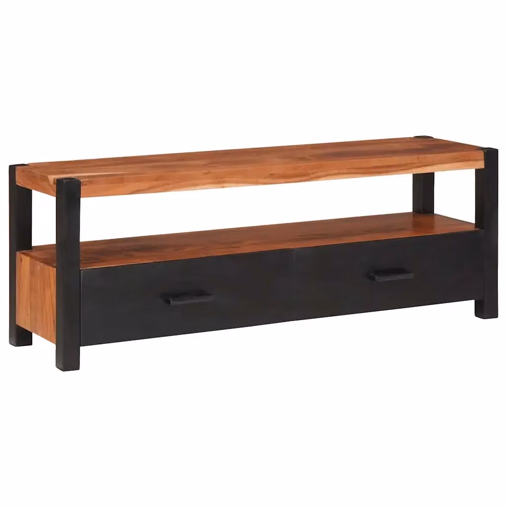 Mobile per media moderno in legno di acacia e metallo marrone L: 110 cm, P: 30 cm, H: 40 cm – 2