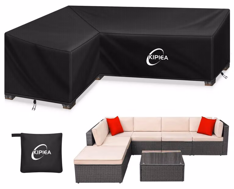 Copertura per mobili da esterno a forma di L, impermeabile, 420D, resistente alle intemperie, dimensioni 214x264x85 cm